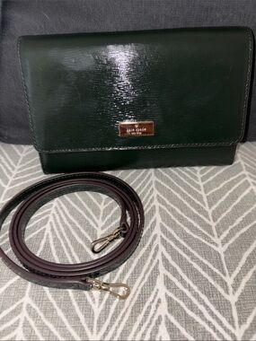 Kate Spade Patent Forest Green Crossbody Wallet